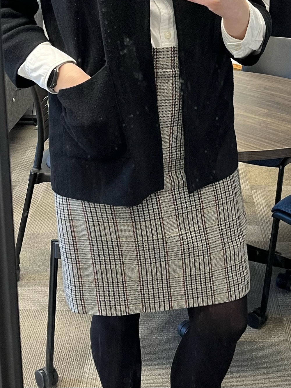 J. Crew Pencil Skirt in Black and Gray Plaid